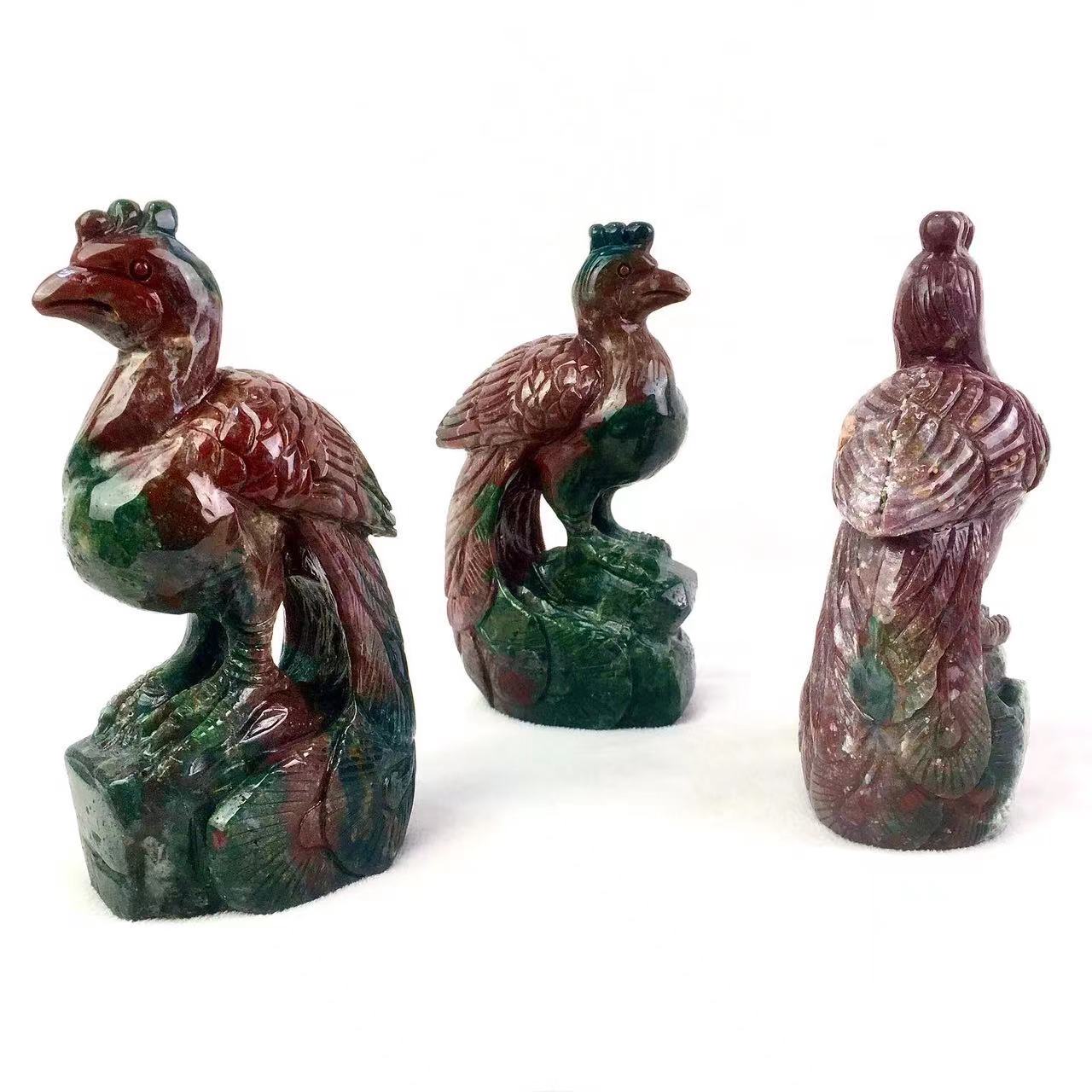 Natural crystal Ocean jasper Carvings Peacock Hand Carved Crystal gemstone for decoration