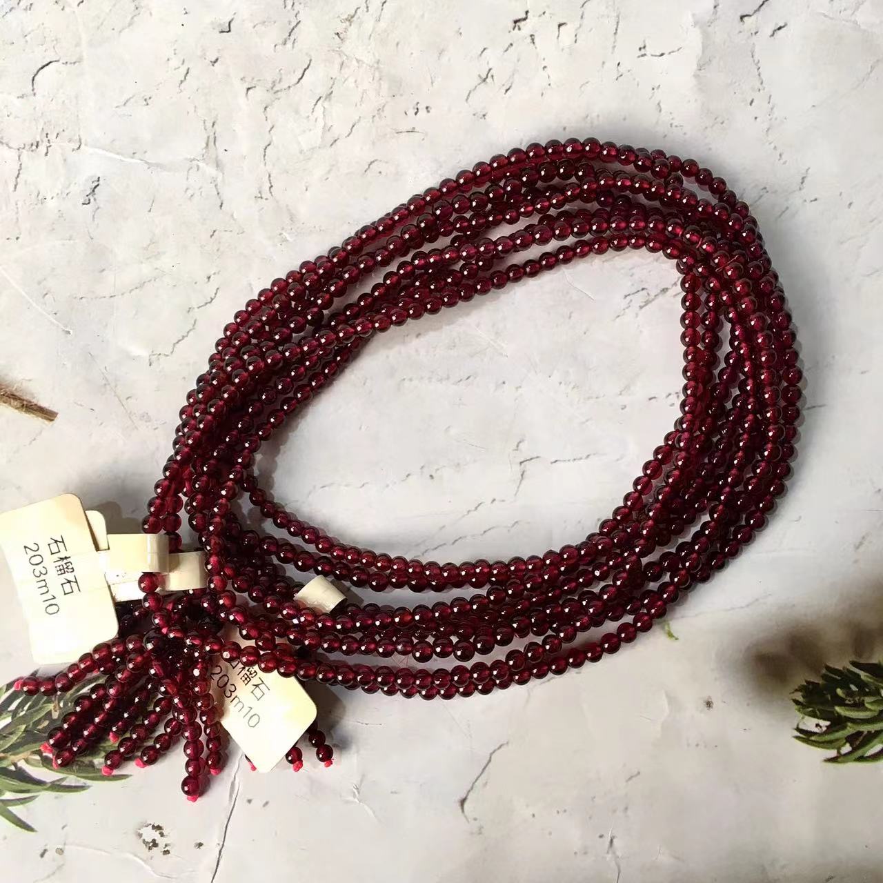 Natural Polish Red Garnet Gemstones Healing Crystal 3/4mm Round Beads Stretch mutil turn Bracelet
