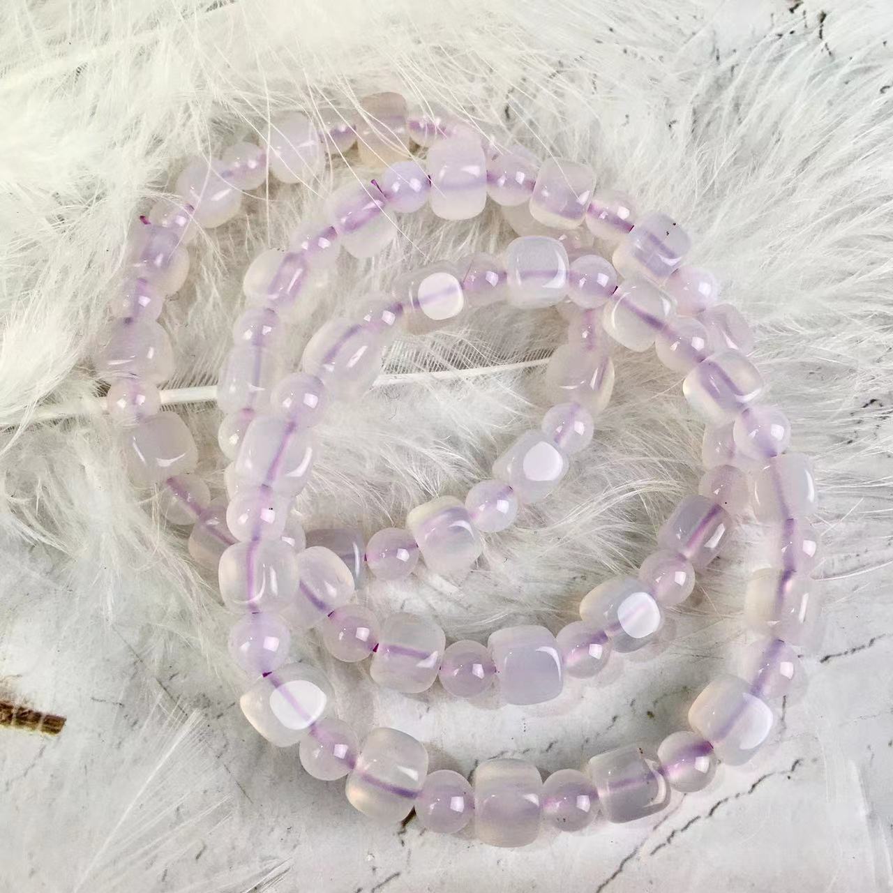 Natural Gemstone 8mm White Opal Stretch Bracelets Jewelry