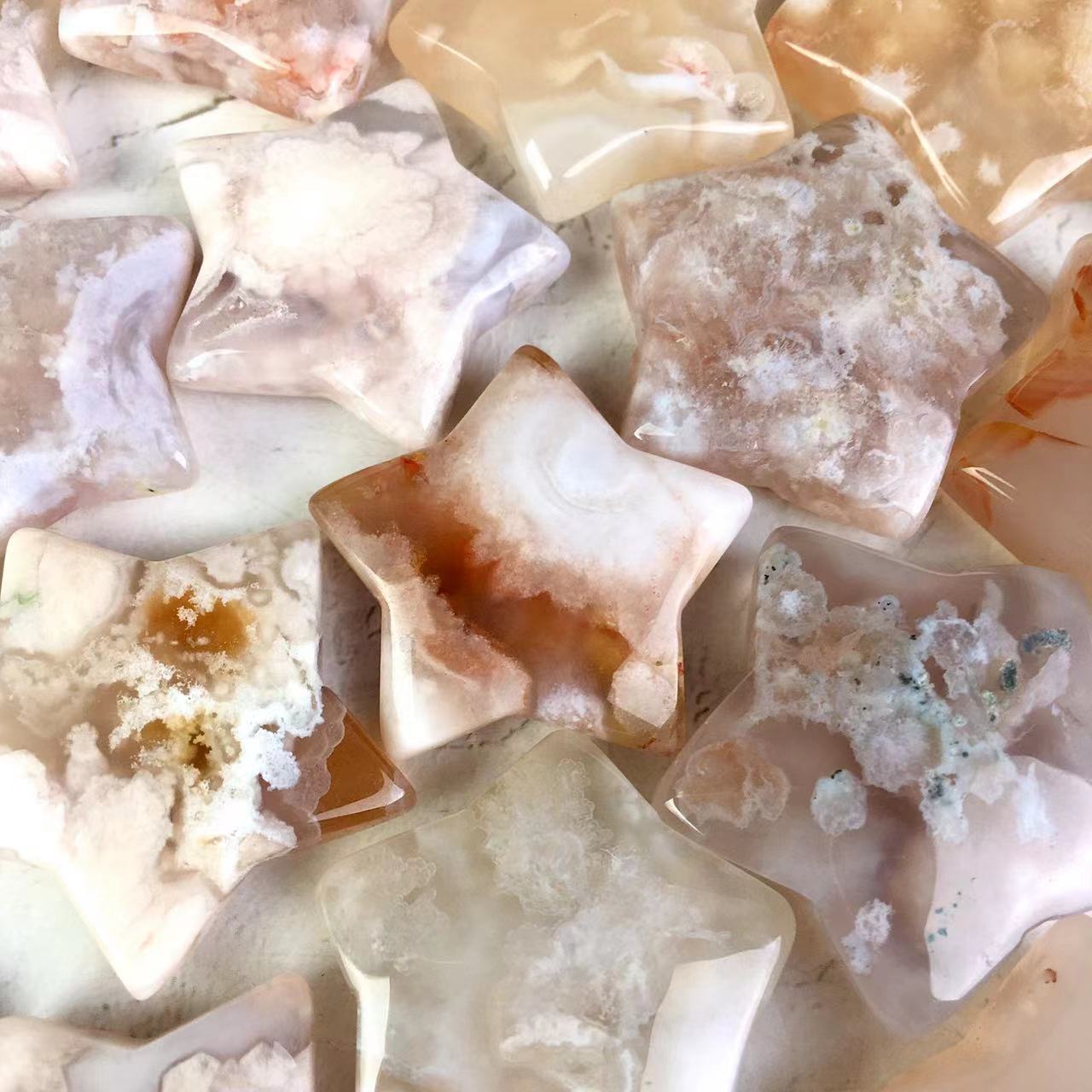 Wholesale natural sakura agate star crystal quartz five-points for decoration