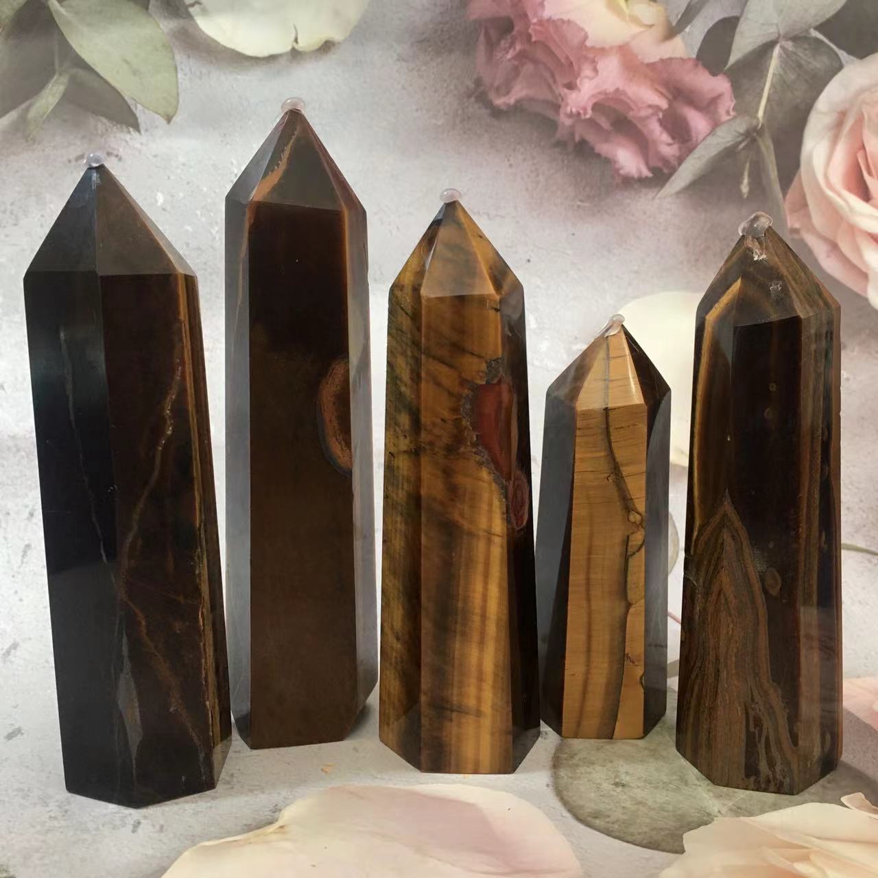 Wholesale Natural healing crystal yellow tiger eye tower for decoration 1kg