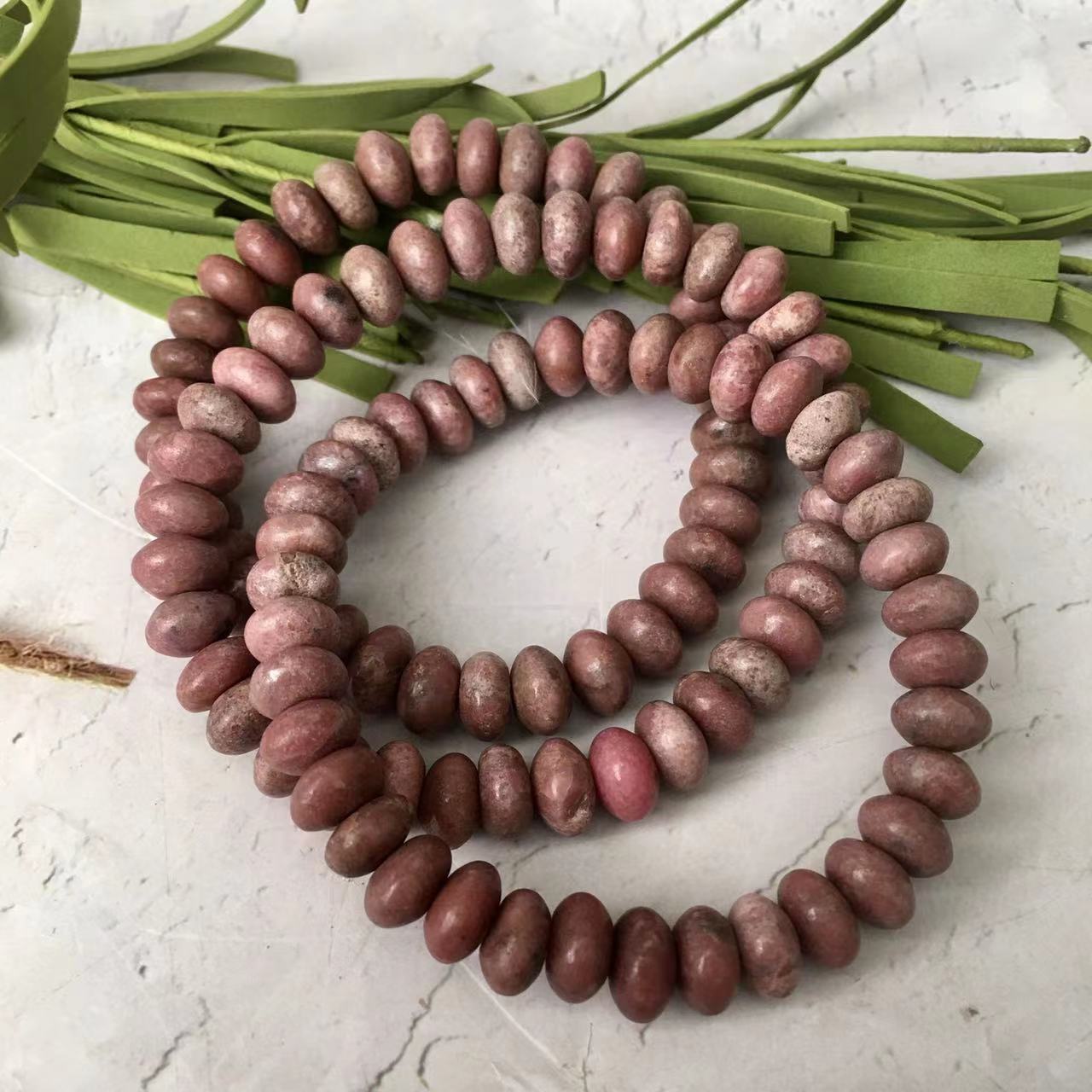 Natural Gemstone Pink Rhodonite Healing Crystal Stretch Stone Bracelet 8mm