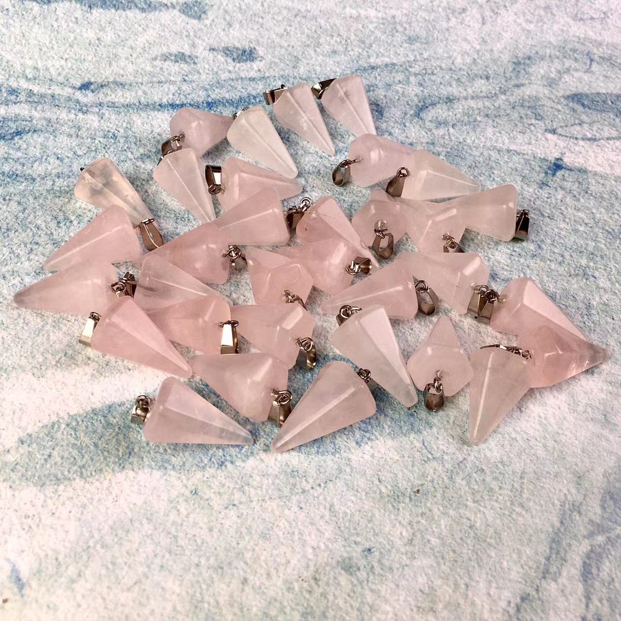 High quality wholesale Natural Crystal rose quartz pendant For Decoration 1 pc