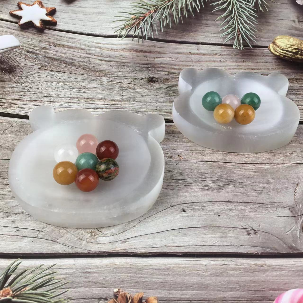 Wholesale high quality reiki natural crystal selenite bowl for decoraiotion