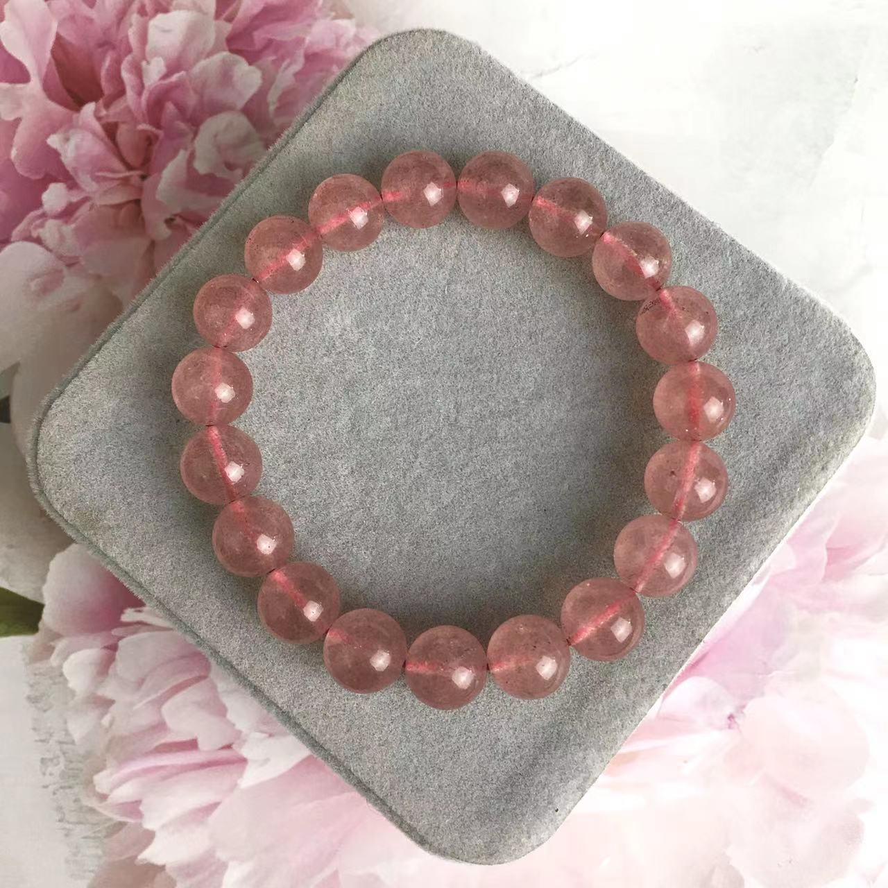 Strawberry quartz bracelets natural strawberry quartz bead crystal bracelets for women jewelry 11MM