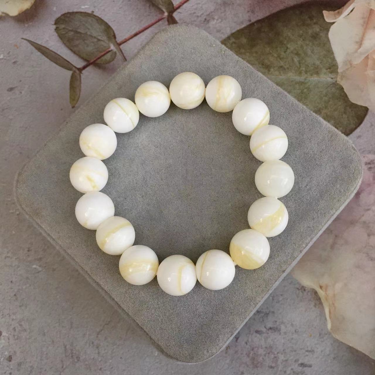 Natural crystal Golden Tridacna Stone Bracelet 8mm/12mm Meditation Mala Grounding Stone Protection