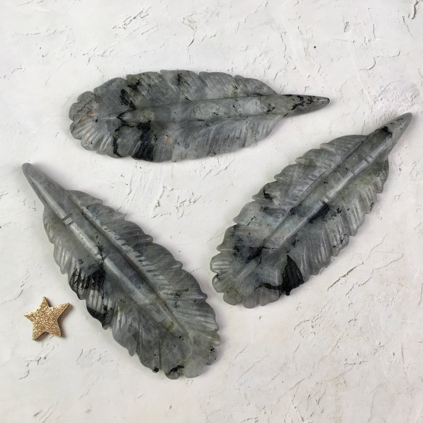 Wholesale Natural labradorite Crystal Carved halloween Ghost With Indian Feather for decoraiotion