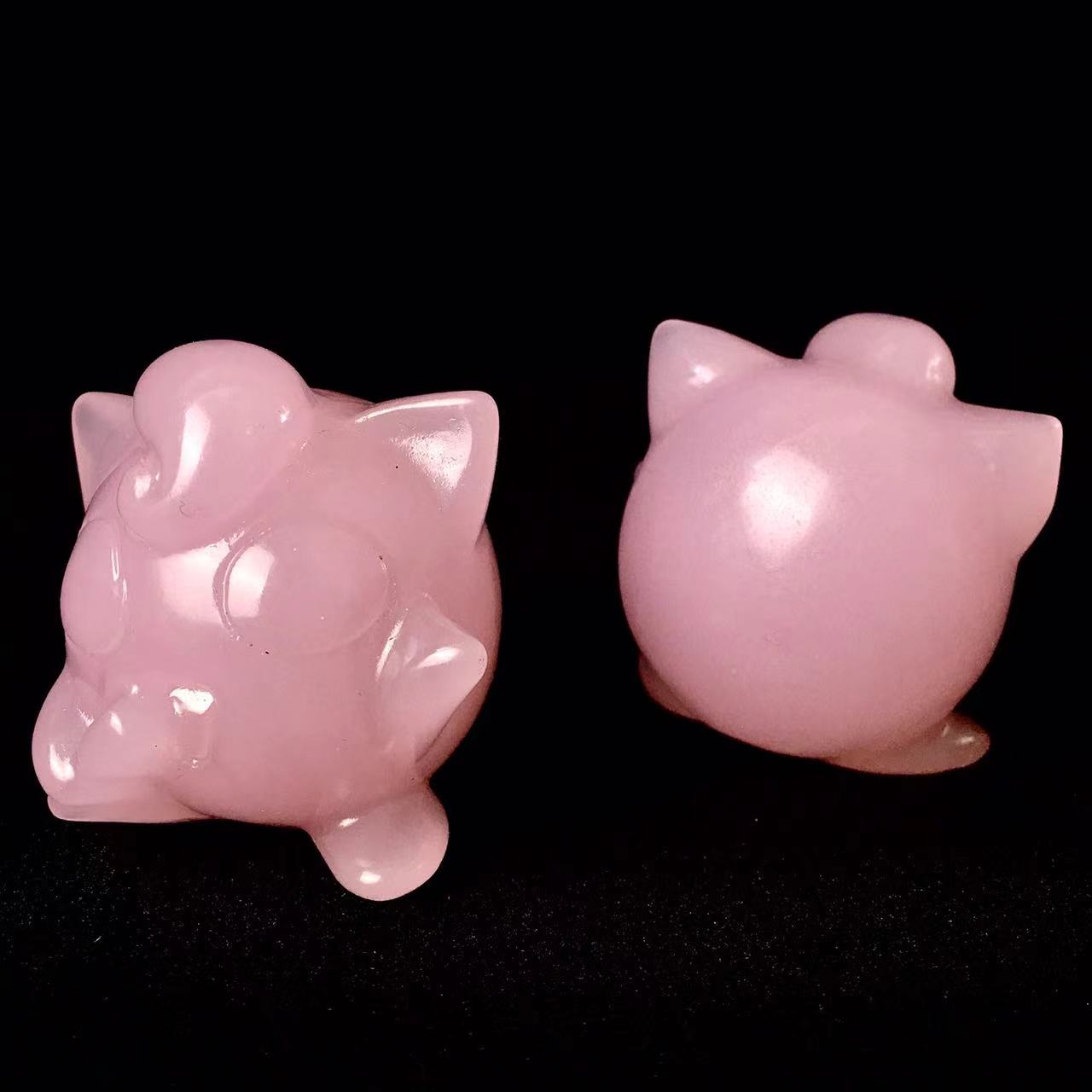 Wholesale Pink Opal Crystal Carved Pink Opalite Jigglypuff For Gift