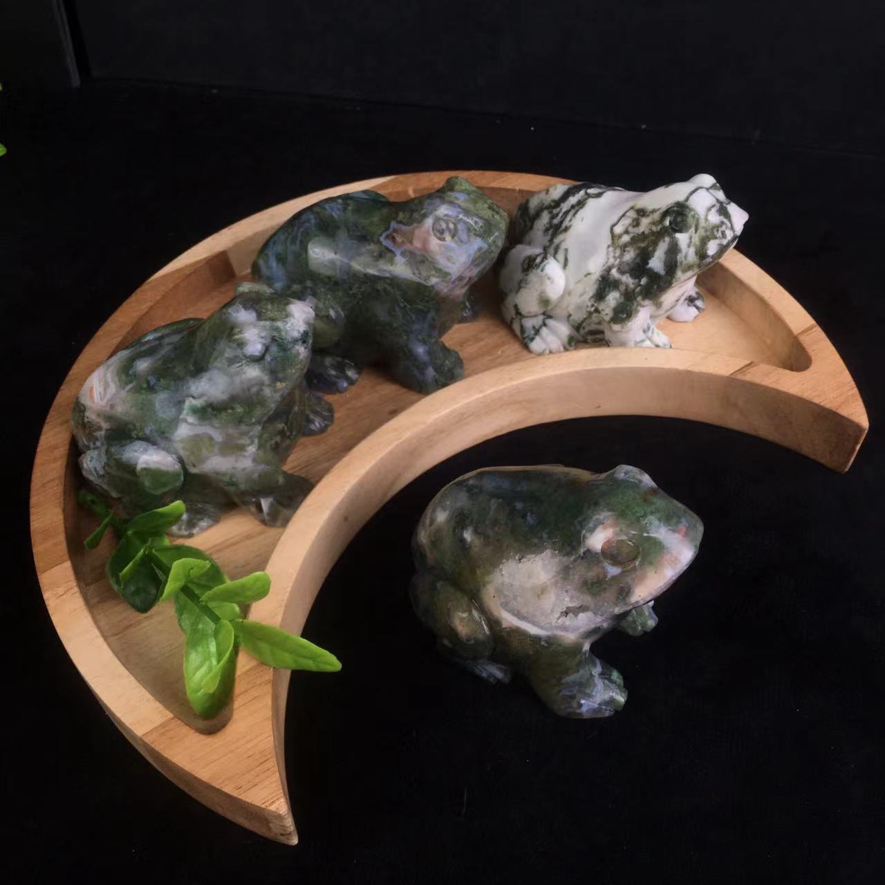 Natural Stone High Quality Moss Agate Crystal Frog For Home Decoration