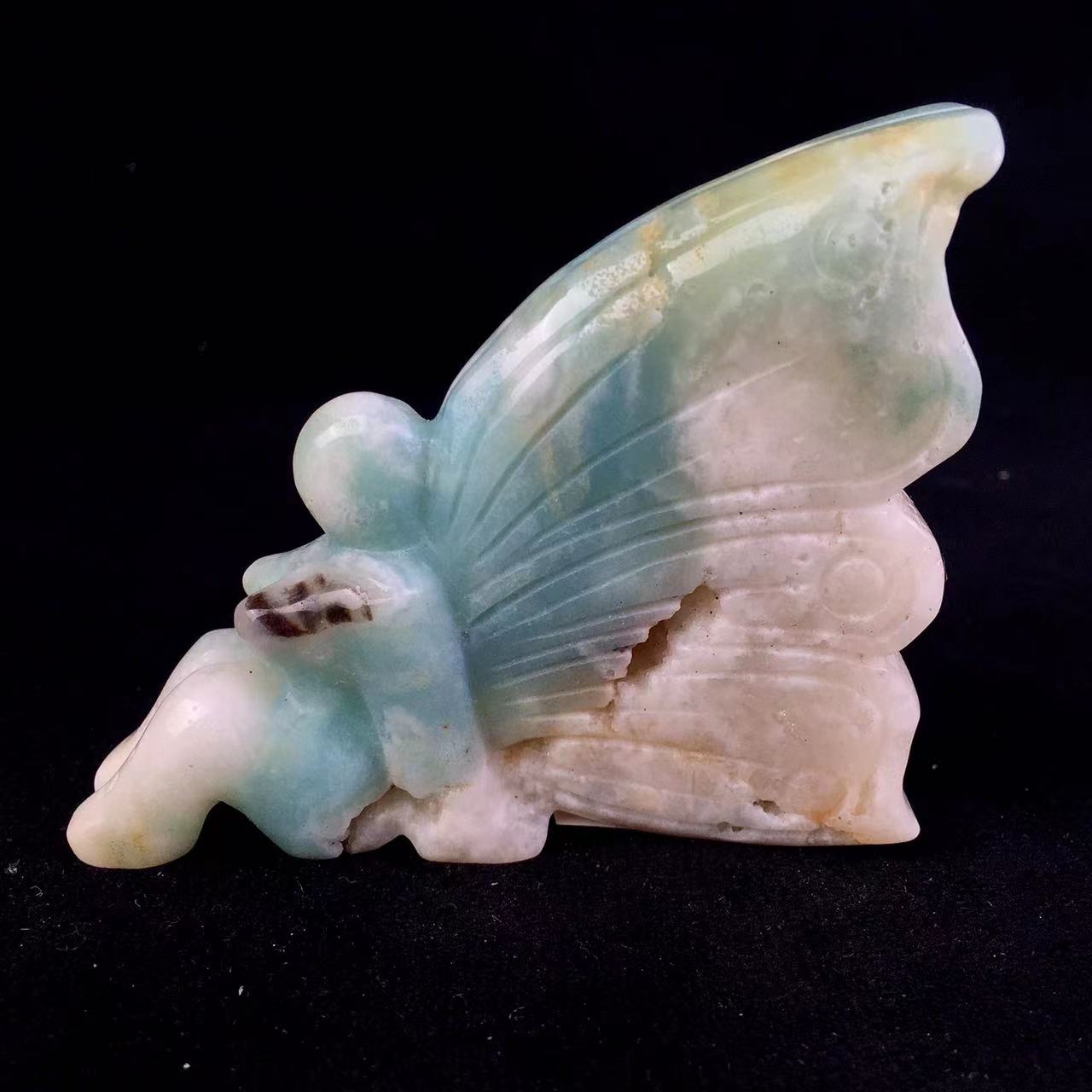 Wholesale high quality reiki natural crystal Caribbean caclite fairy carving for decoraiotion