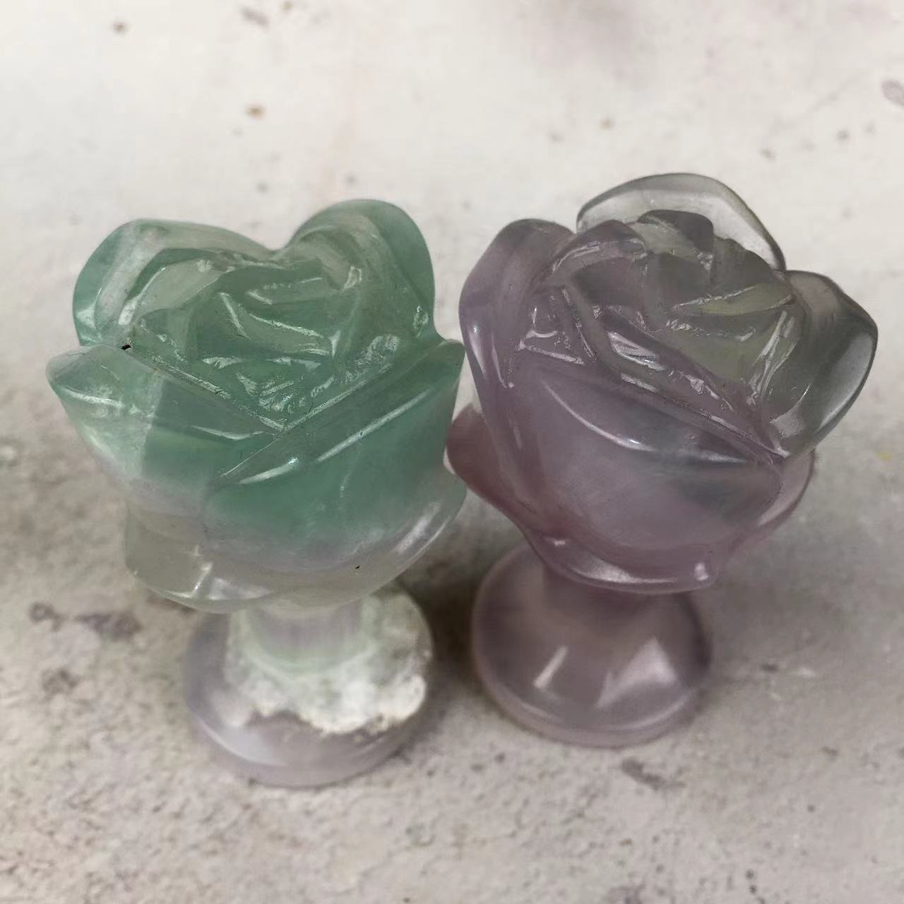 Hand Carved Flower Fluorite Gemstone Carving Hand Carved Natural Stone Flower For Decoration Healing Flower For Home Decor