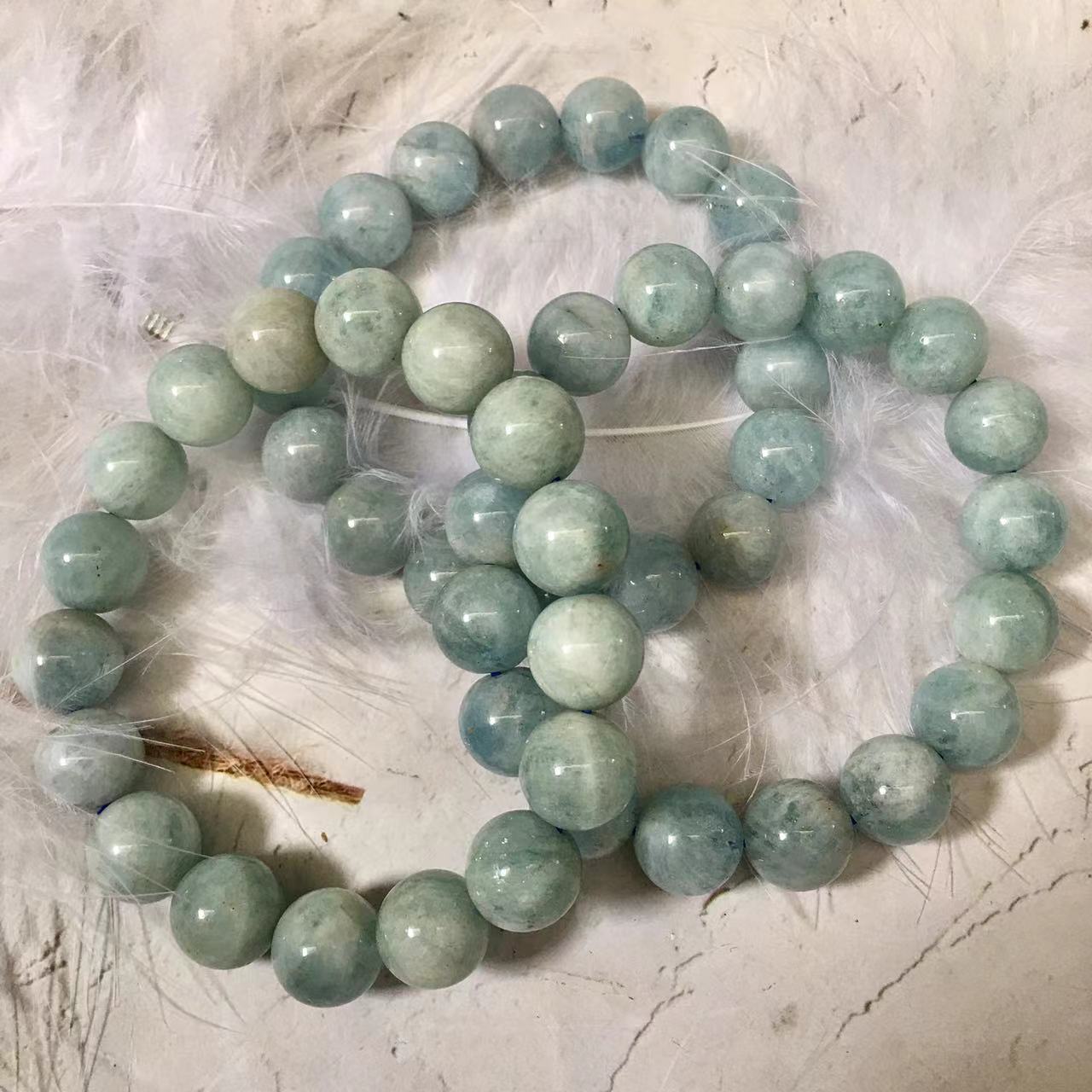 High quality stone bracelet Aquamarine natural stone bracelet Hand Bracelet12mm-15mm