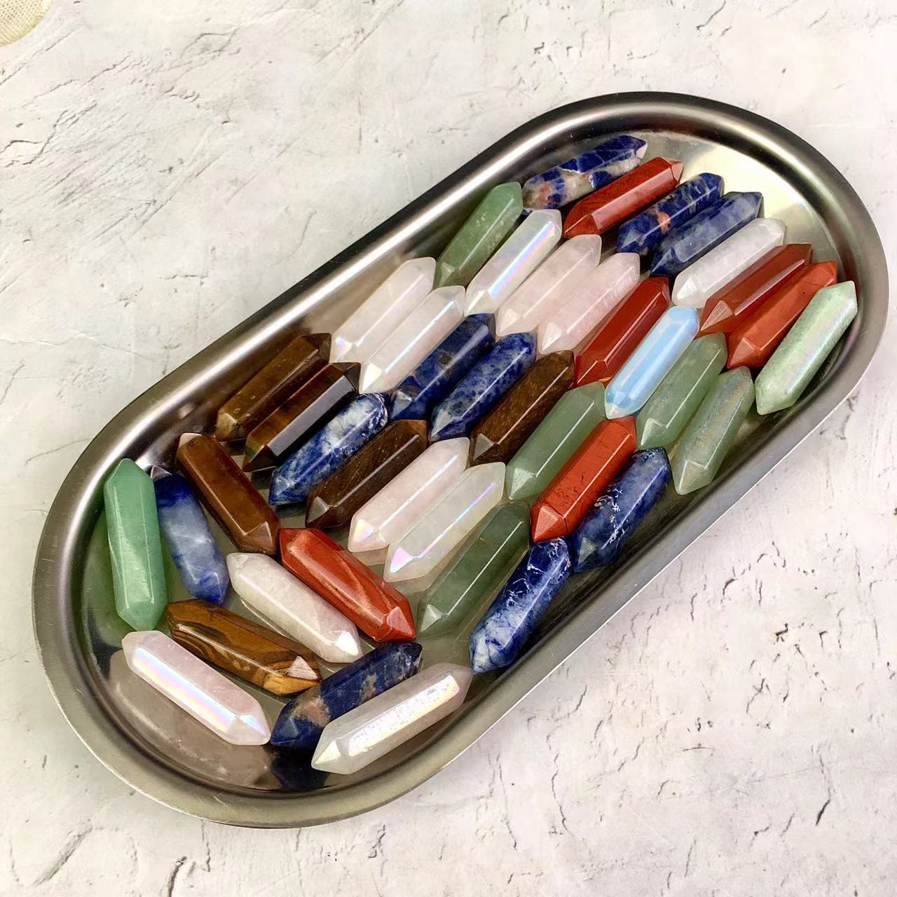 small size point multi materials available crystal and stone pendants healing stones crystal double point For Decoration