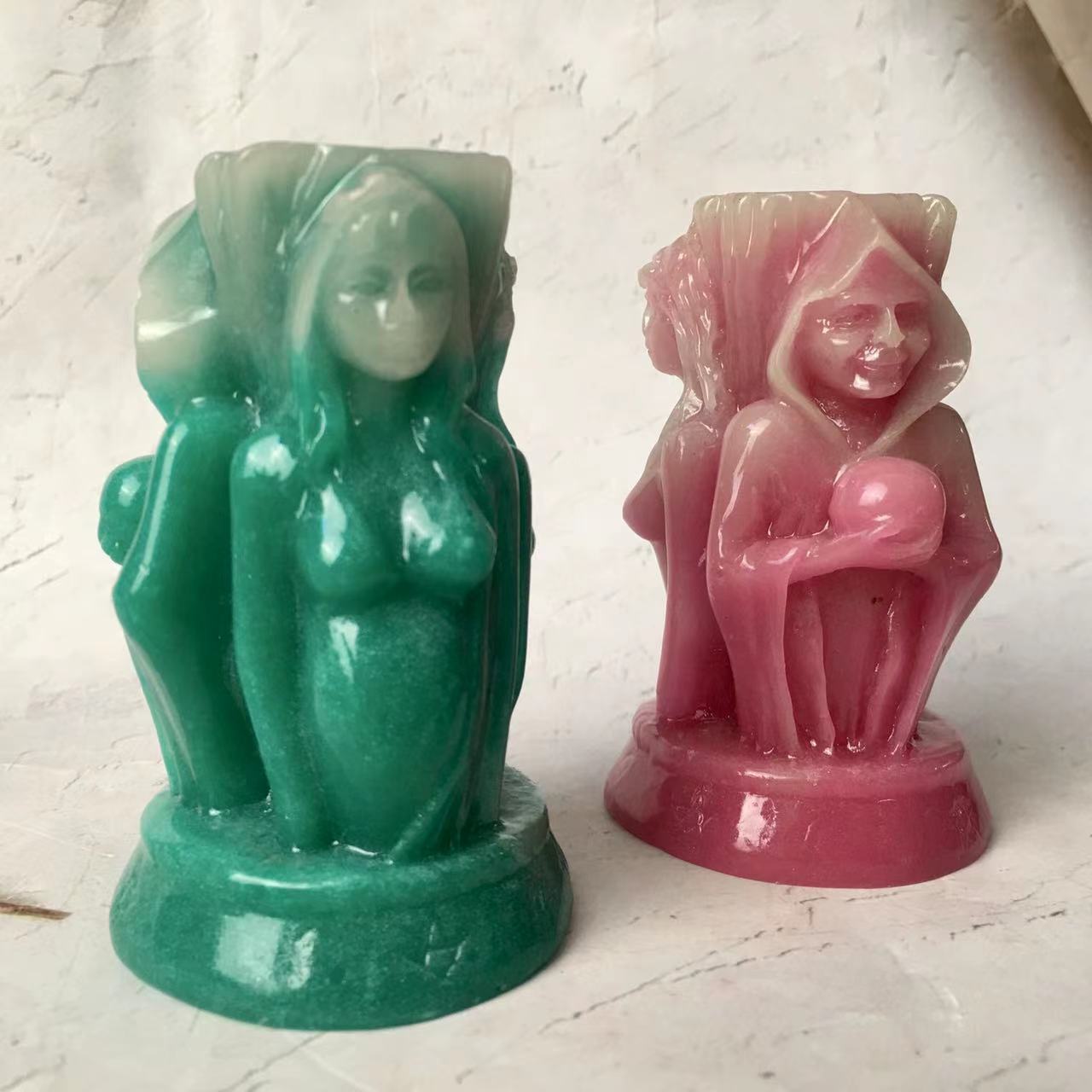 High Quality Goddess and Witch stand Natural Luminous Stone for Decoration