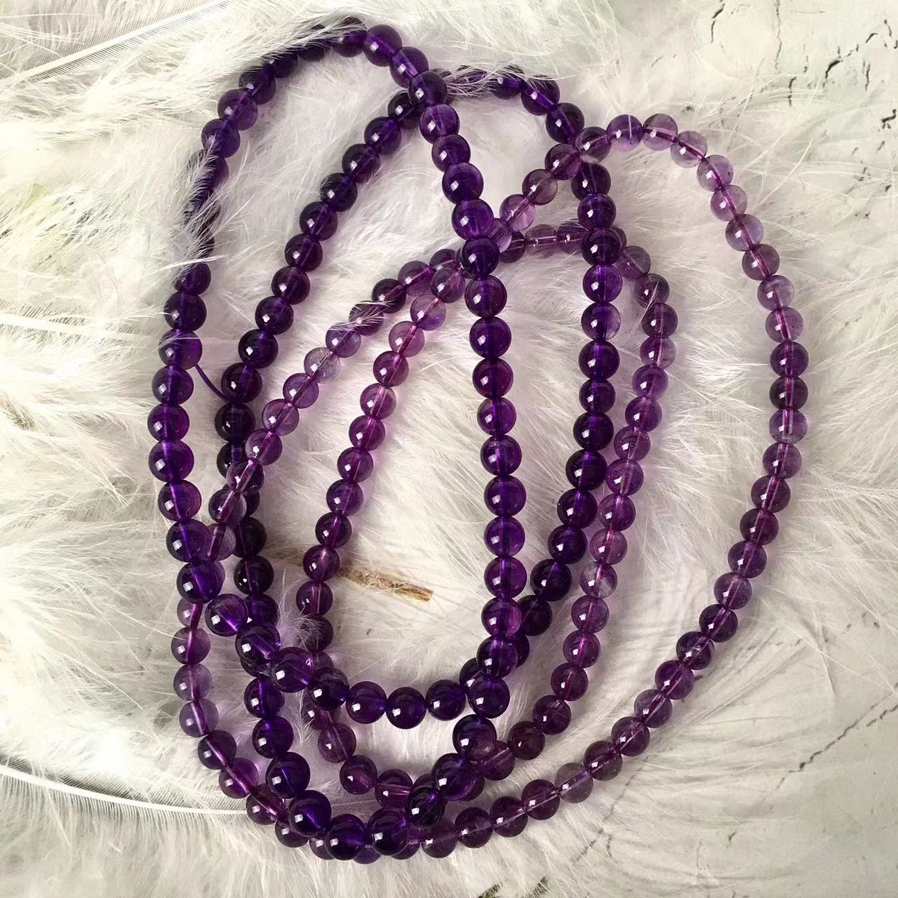 5mm Natural Amethyst Crystal Energy Stone Elastic Stretchable Amethyst Beads mutil turn Bracelet
