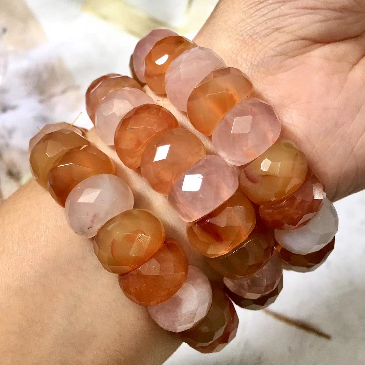 Gorgeous Bracelet Bangle Rose Quartz Mix crystal Double Drill Bracelet