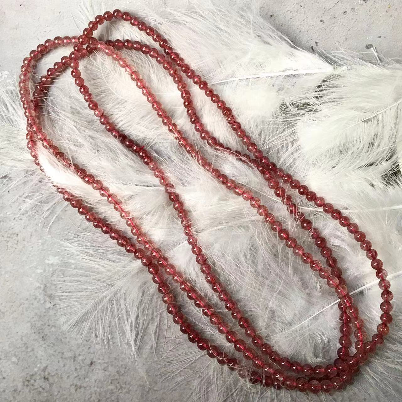 3MM Natural Crystal strawberry quartz bracelets natural strawberry quartz bead crystal mutil turn bracelets for women jewelry