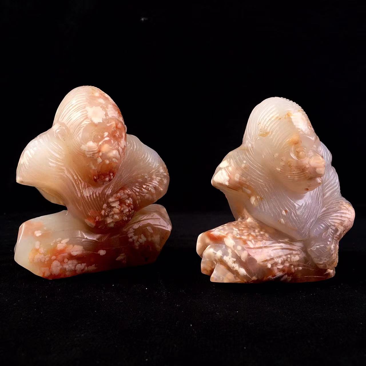 Polished Wholesale Crystal Carved Natural Sakura Agate Orangutan Natural Healing Decoration