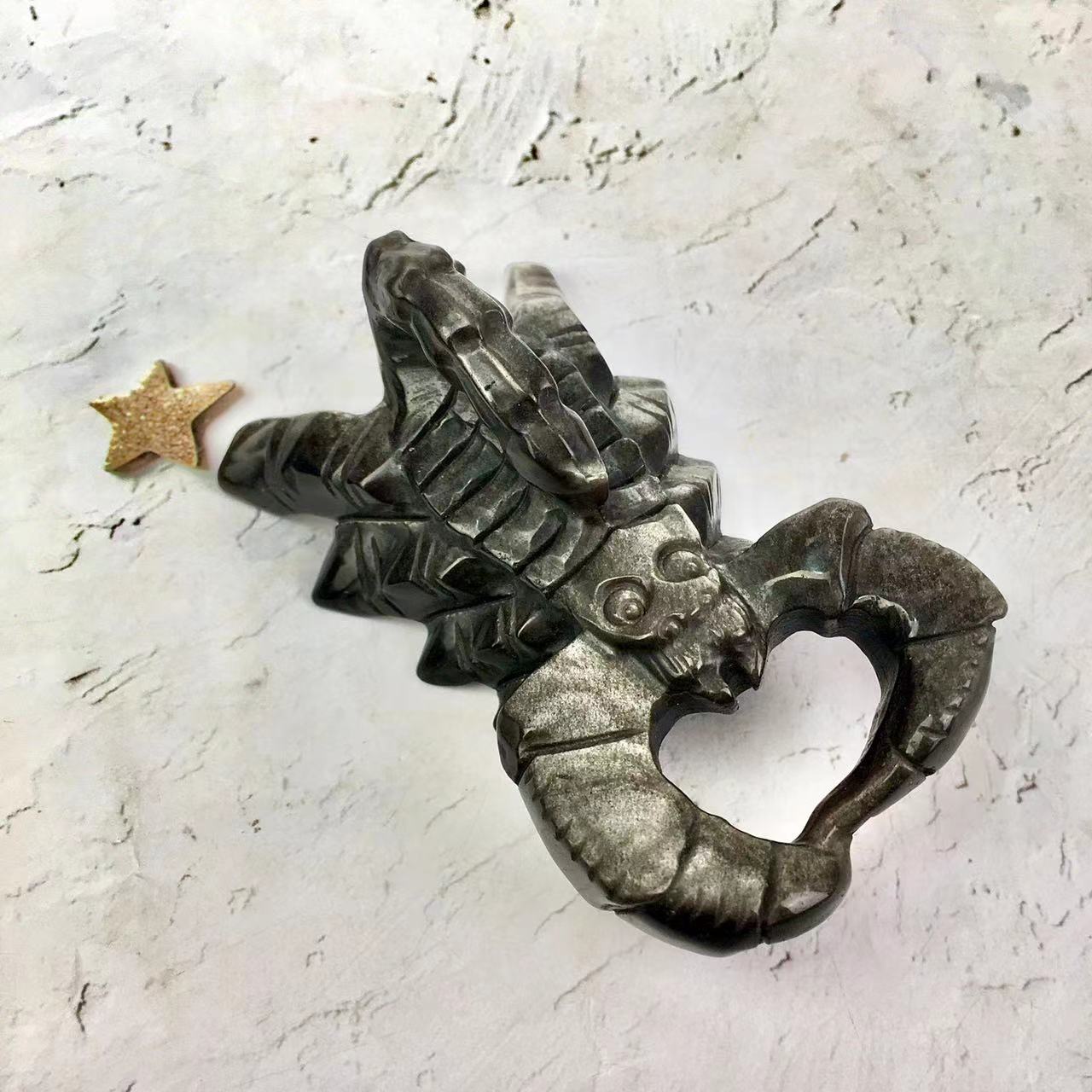 Wholesale Natural Crystal Crafts Carving Fluorite/Silver obsidian Scorpion For Decoration
