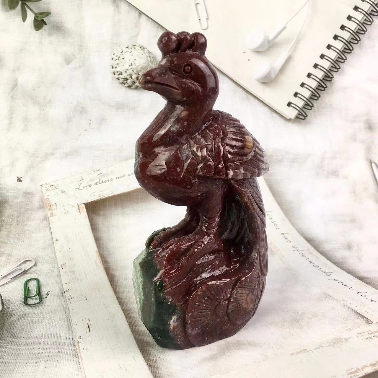 Natural crystal Ocean jasper Carvings Peacock Hand Carved Crystal gemstone for decoration