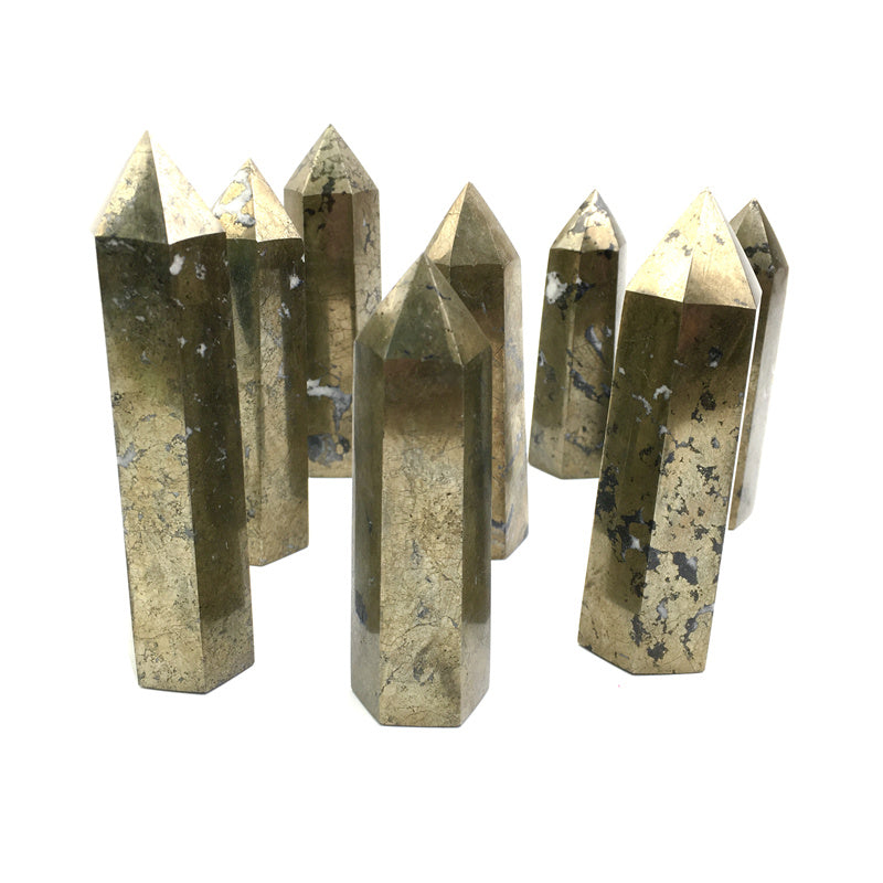 Wholesale natural crystal reiki pyrite tower for decoraiotion 1kg