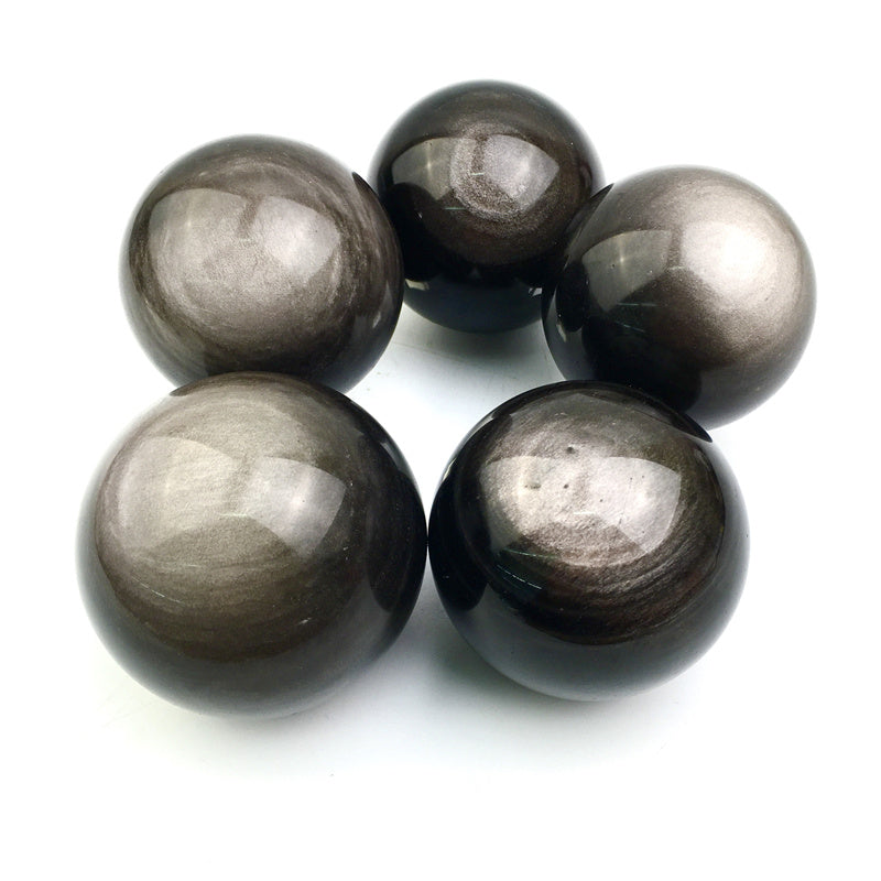 Wholesale Rare Silver Obsidian Crystal Sphere Polished Black Healing Quartz Ball for Fengshui 1kg