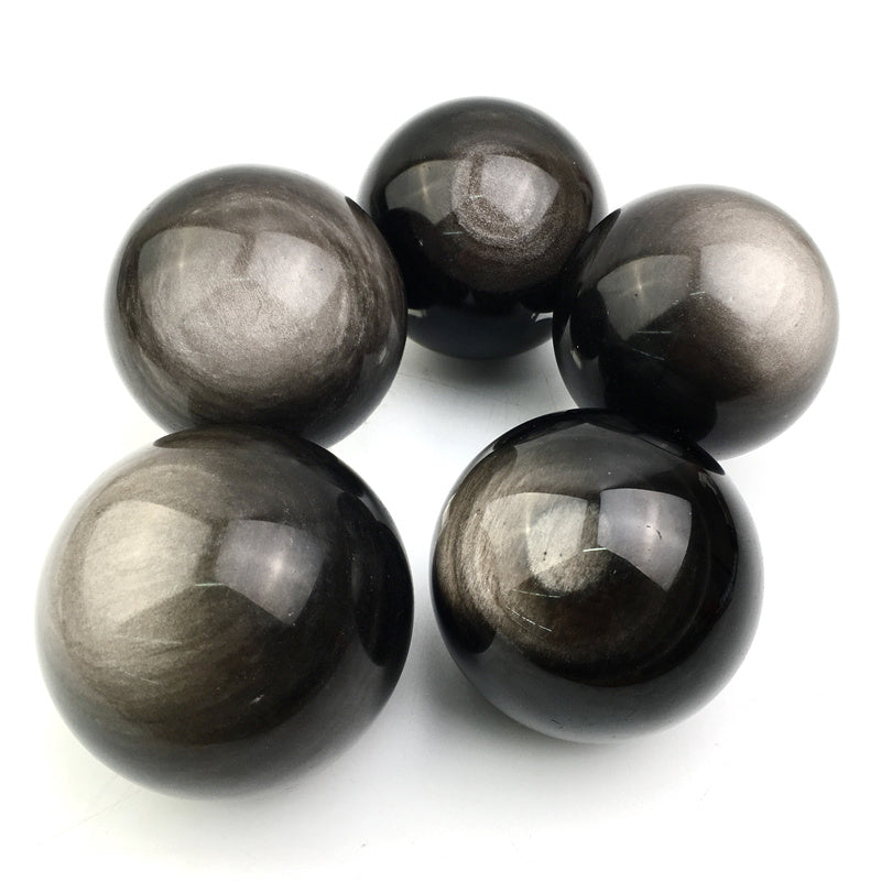 Wholesale Rare Silver Obsidian Crystal Sphere Polished Black Healing Quartz Ball for Fengshui 1kg