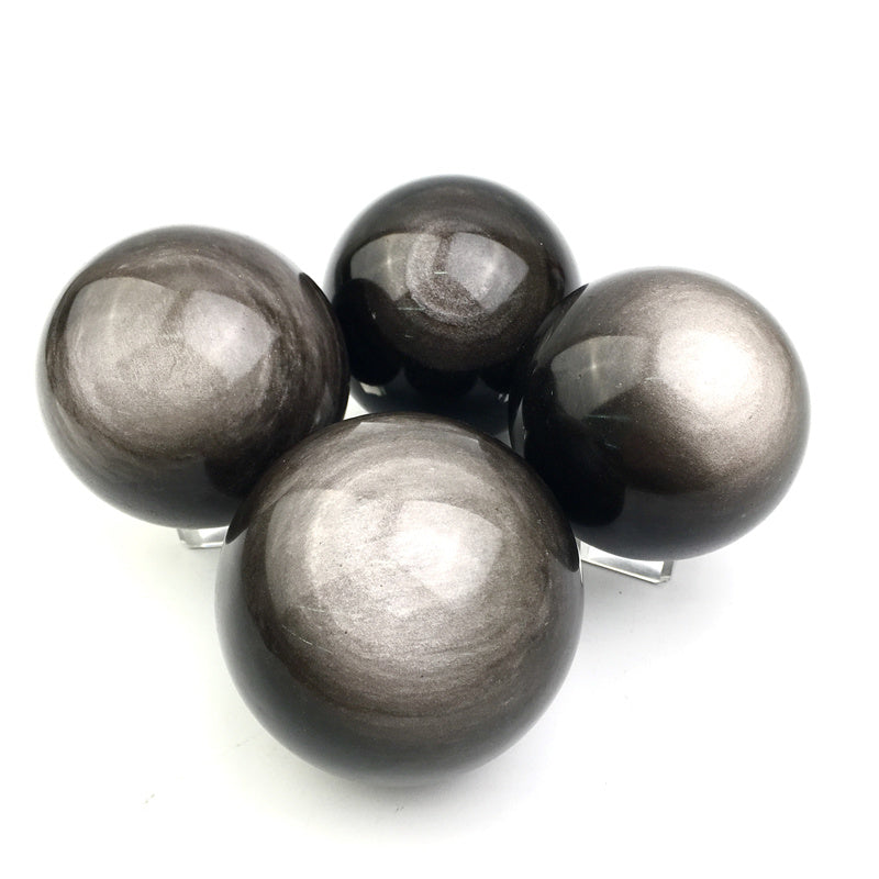 Wholesale Rare Silver Obsidian Crystal Sphere Polished Black Healing Quartz Ball for Fengshui 1kg