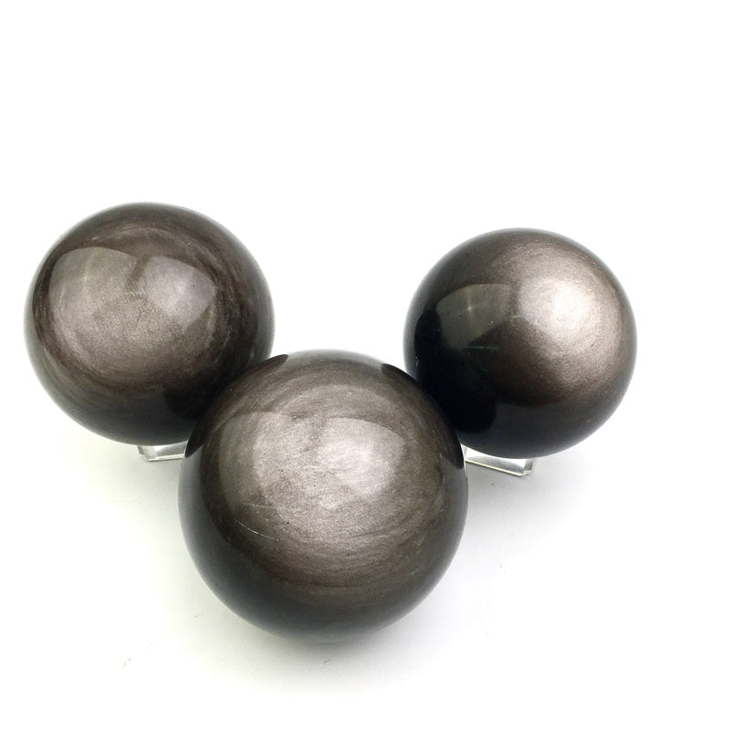 Wholesale Rare Silver Obsidian Crystal Sphere Polished Black Healing Quartz Ball for Fengshui 1kg