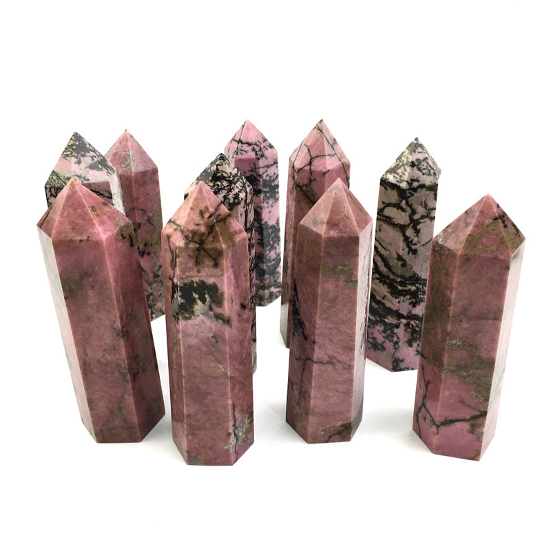 Wholesale natural crystal rhodonite tower for decoraiotion 1kg