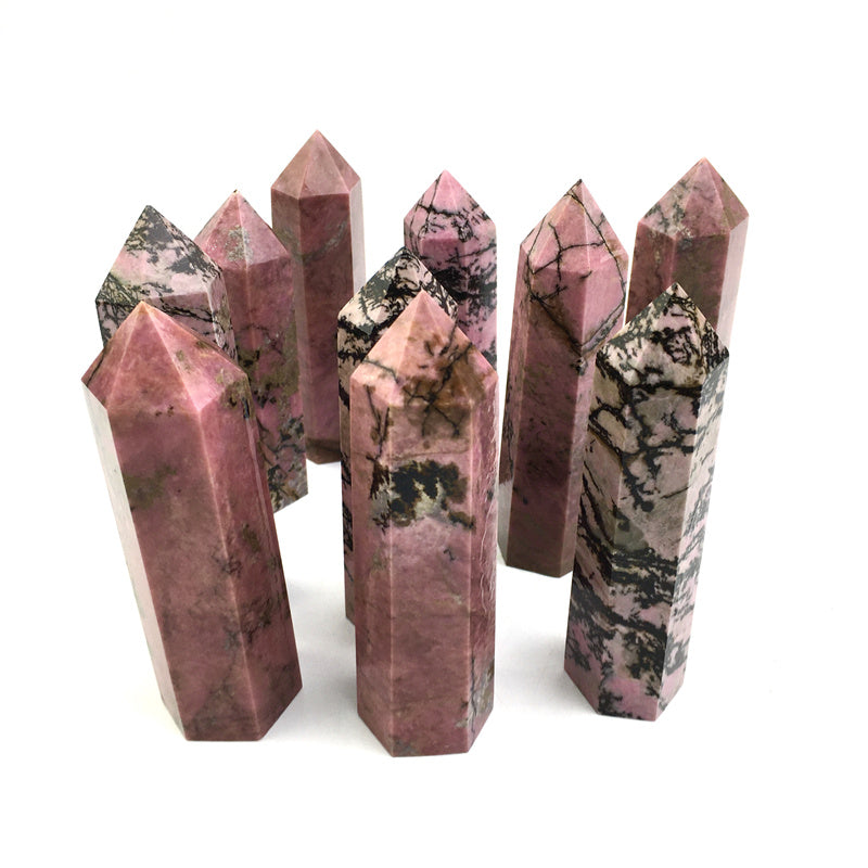 Wholesale natural crystal rhodonite tower for decoraiotion 1kg