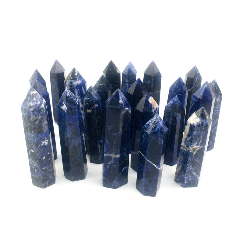 Wholesale Natural Healing Quartz Crystal Sodalite Tower for decoraiotion 1kg