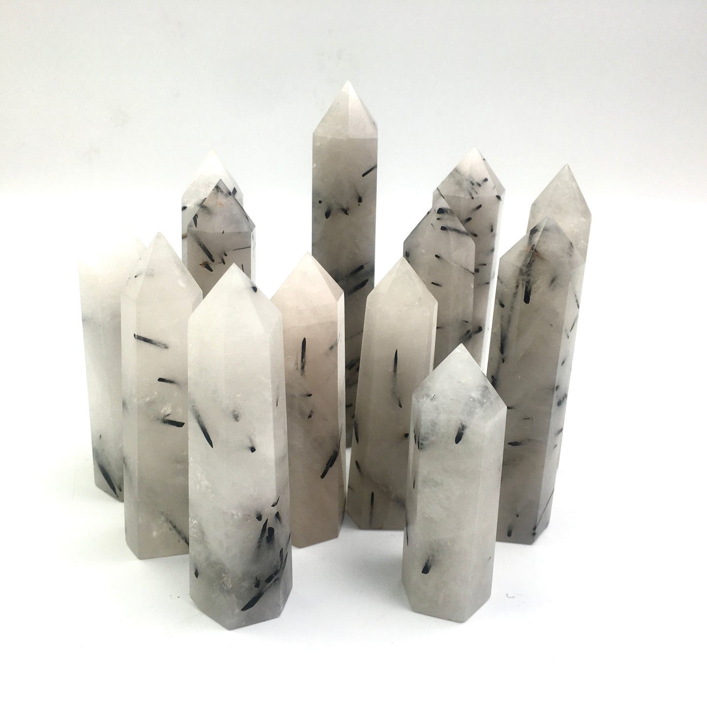 Wholesale natural tower crystal healing stone black tourmaline crystal for decoraiotion 1kg