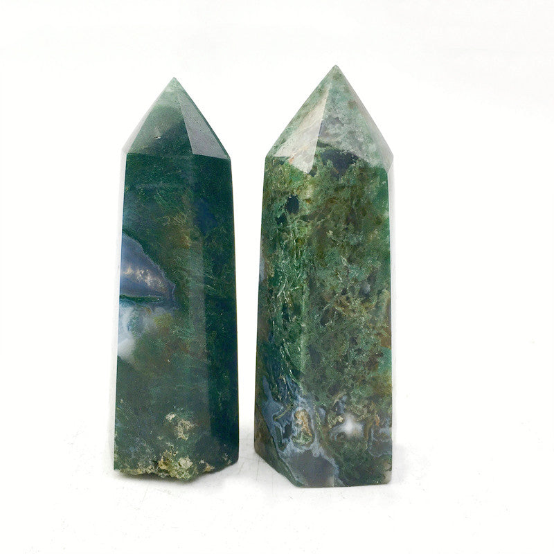 Wholesale natural crysta moss agate tower for decoration 1kg