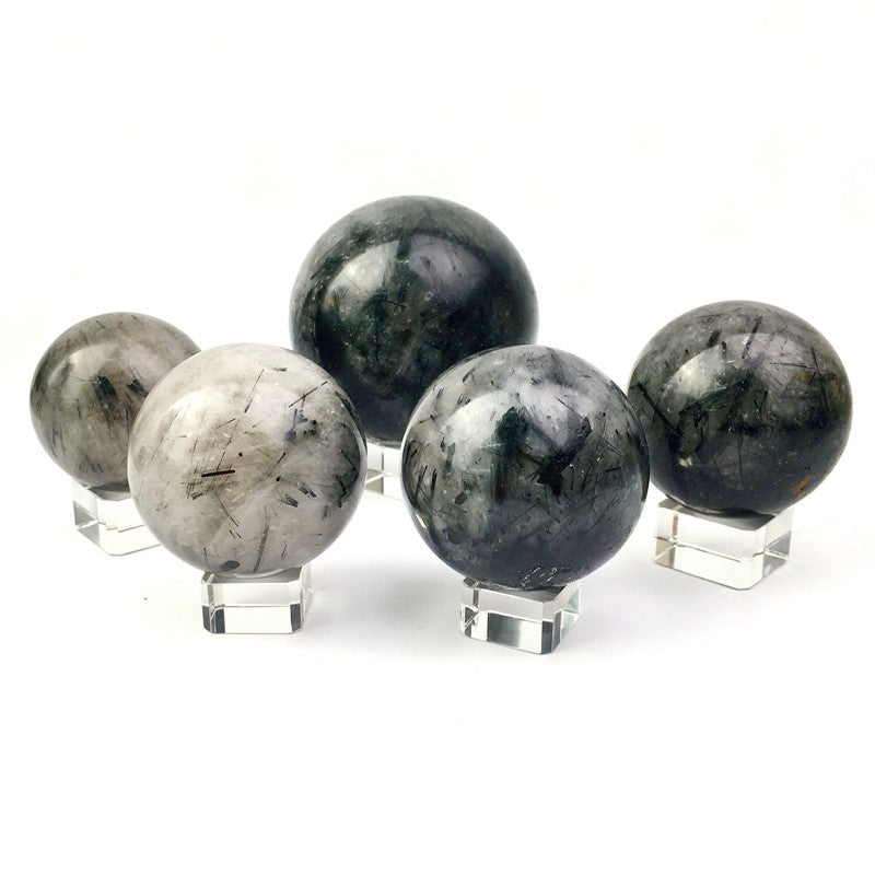 Wholesale high quality reiki natural Black rutile sphere for decoration 1kg