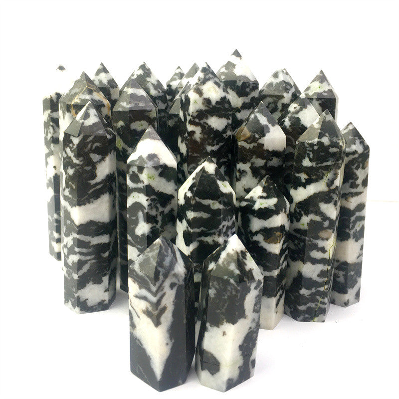 Wholesale Natural Black Zebra Quartz Crystal Tower For Decoration 1kg