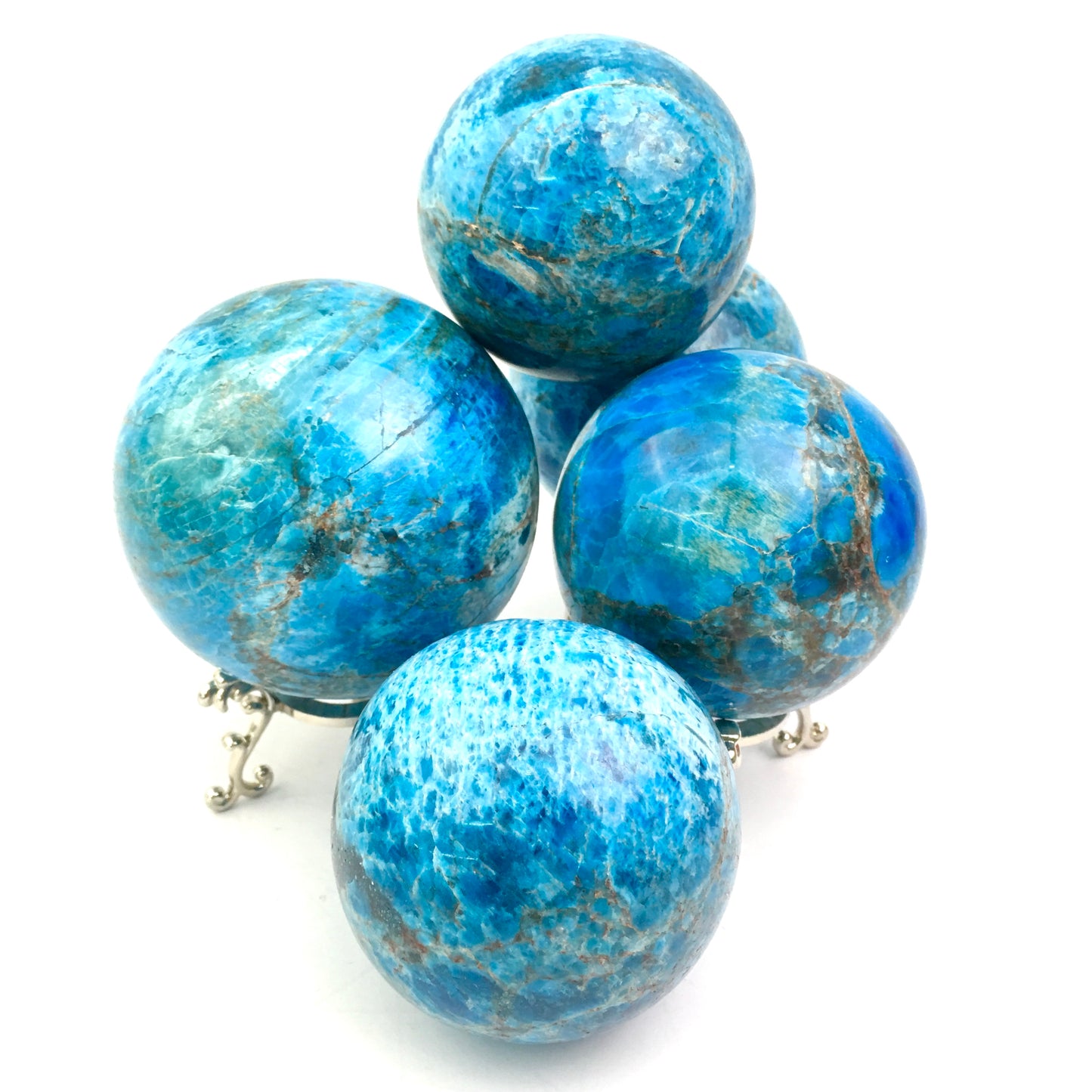 Wholesale high quality Natural quartz Blue apatite sphere for decoration 1kg