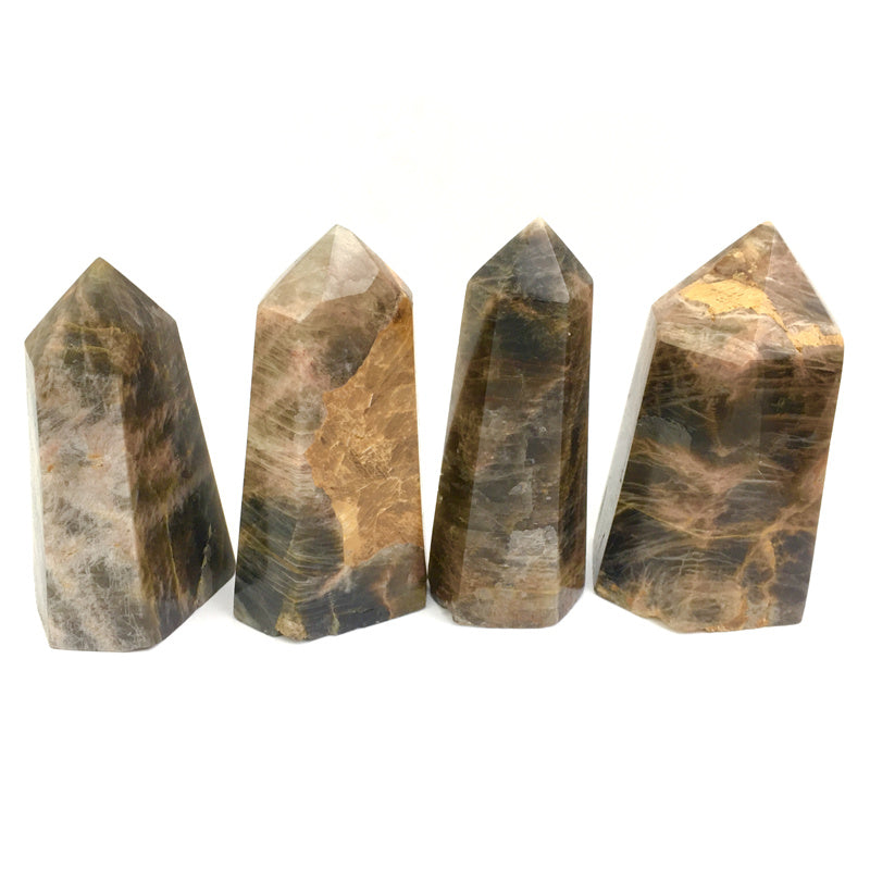Wholesale natural black moonstone quartz crystal tower for decoration 1kg