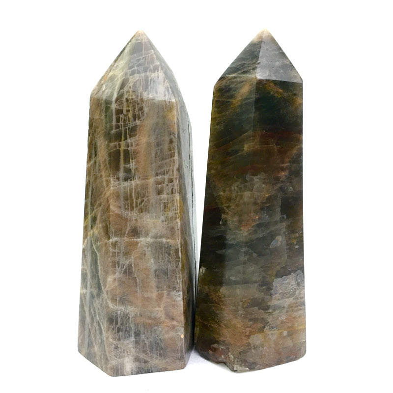Wholesale natural black moonstone quartz crystal tower for decoration 1kg
