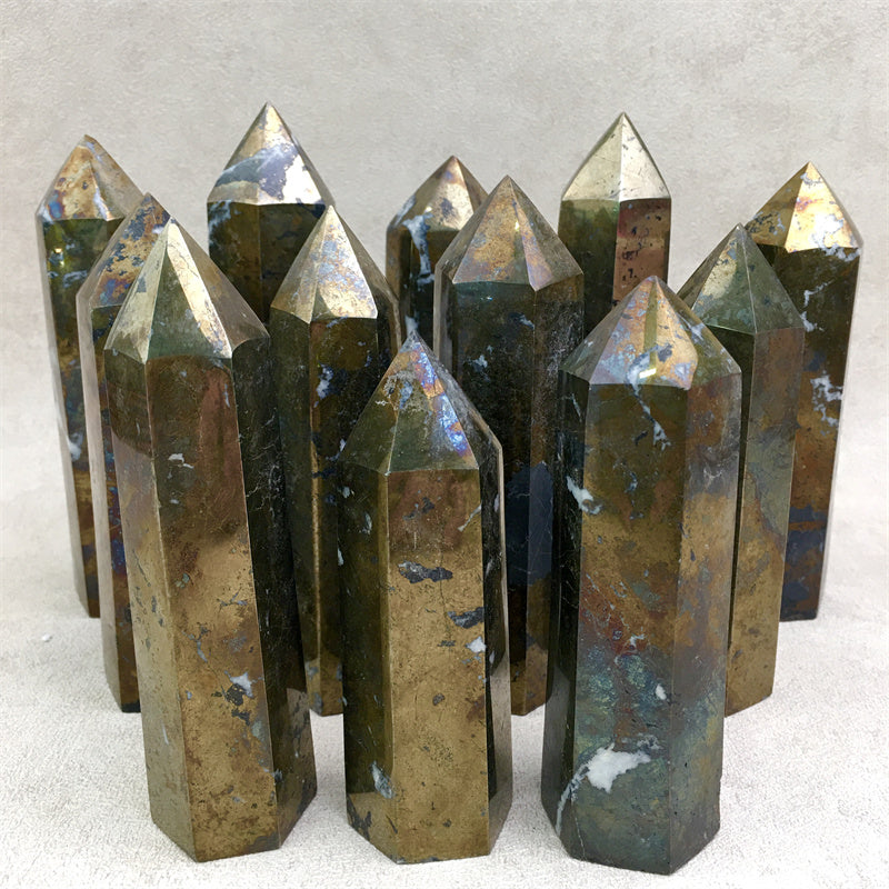 Wholesale natural crystal reiki pyrite tower for decoraiotion 1kg