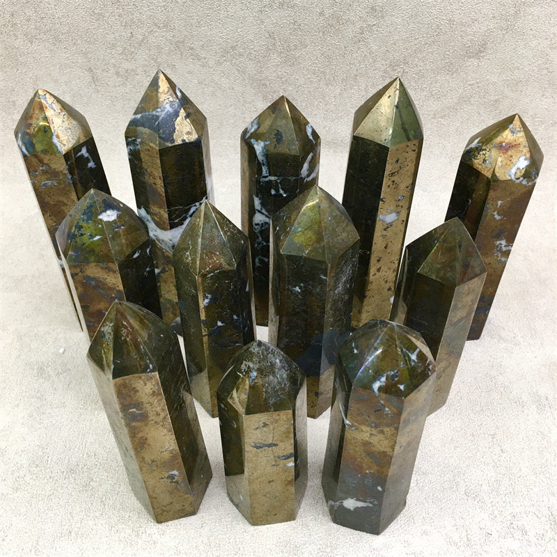Wholesale natural crystal reiki pyrite tower for decoraiotion 1kg