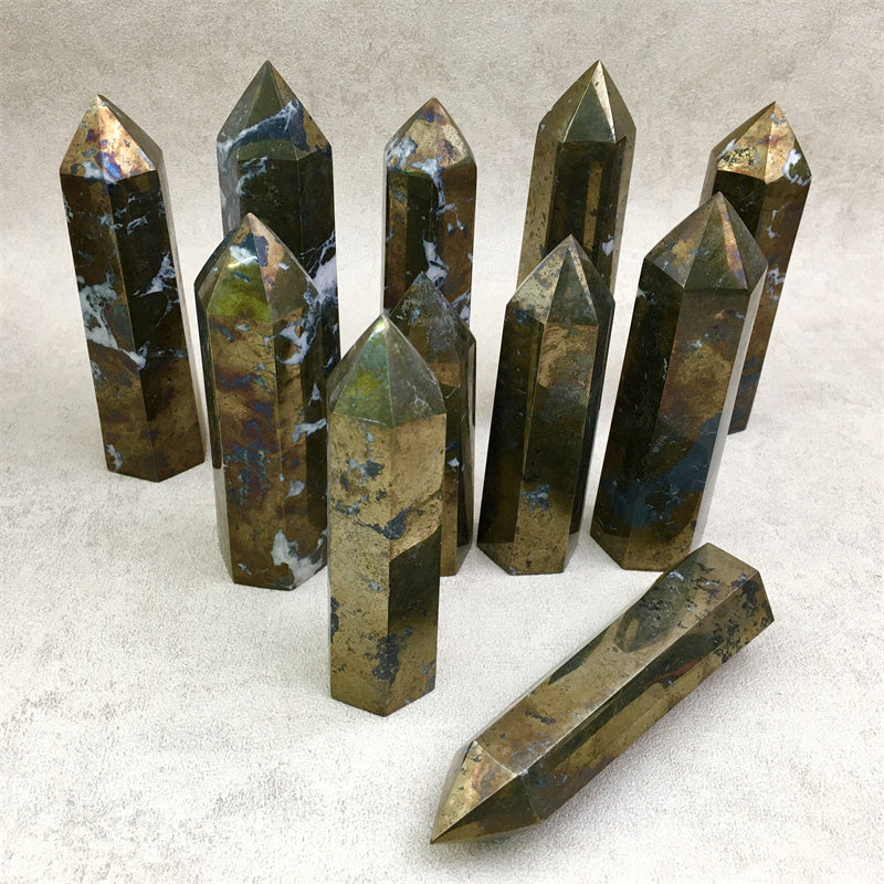 Wholesale natural crystal reiki pyrite tower for decoraiotion 1kg