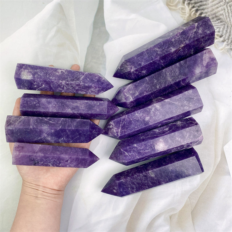 Wholesale natural high quality Purple mica tower for decoration 1kg