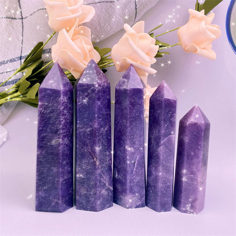 Wholesale natural high quality Purple mica tower for decoration 1kg