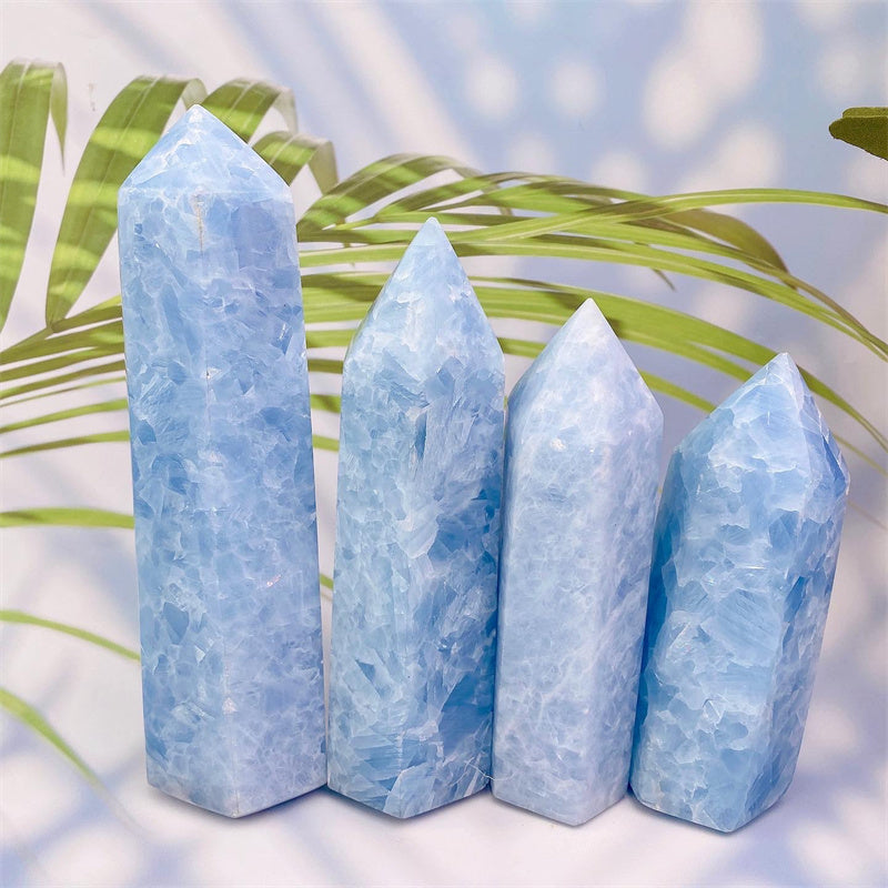 Wholesale natural Crystal Blue Calcite Quartz Towers For Decoration 1kg