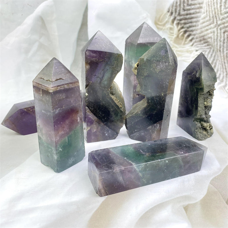 Wholesale Natural Crystals Fluorite Pyrite Tower for decoration 1kg