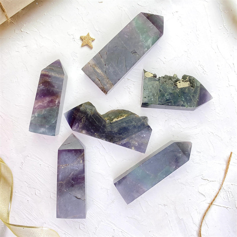 Wholesale Natural Crystals Fluorite Pyrite Tower for decoration 1kg