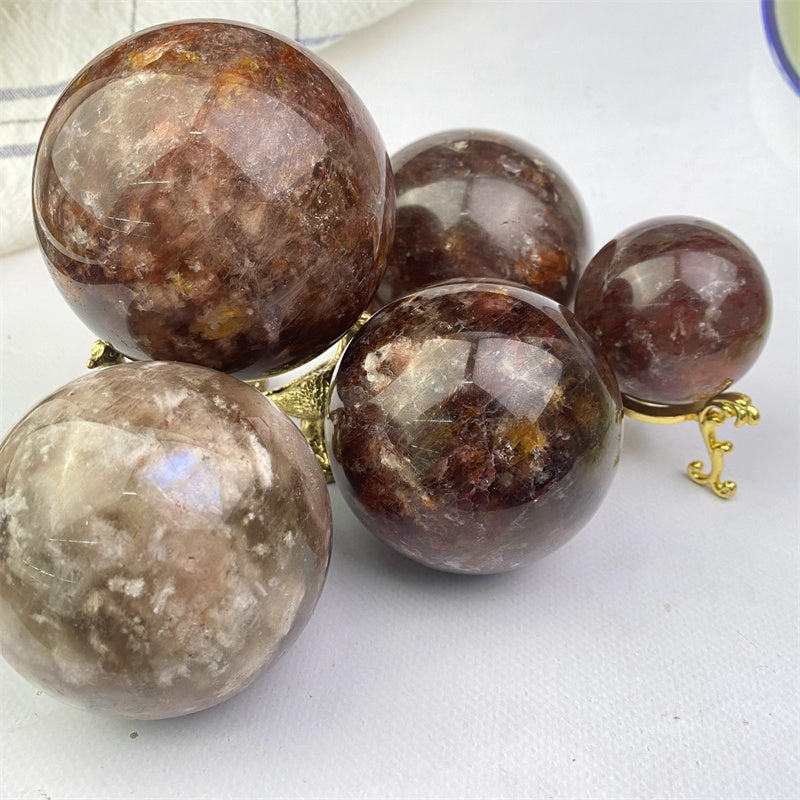 Wholesale high quality reiki natural Fire quartz and moonstone sphere for decoration 1kg