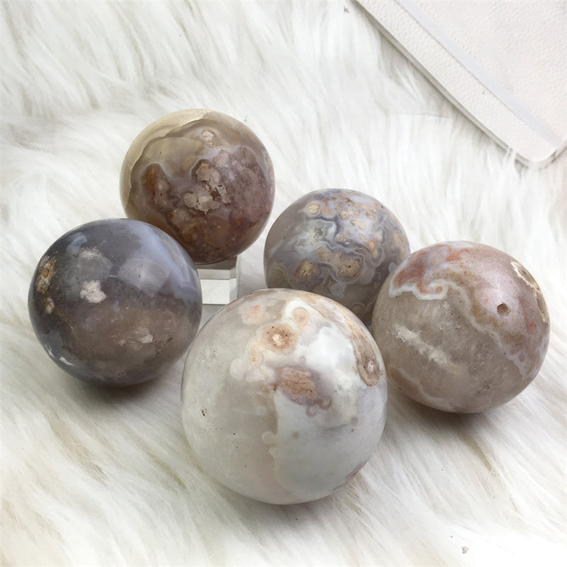 Natural Elegent Sakura Agate Sphere Polished Healing Crystal Ball Water Agate Reiki Cherry Blossom agate 1kg