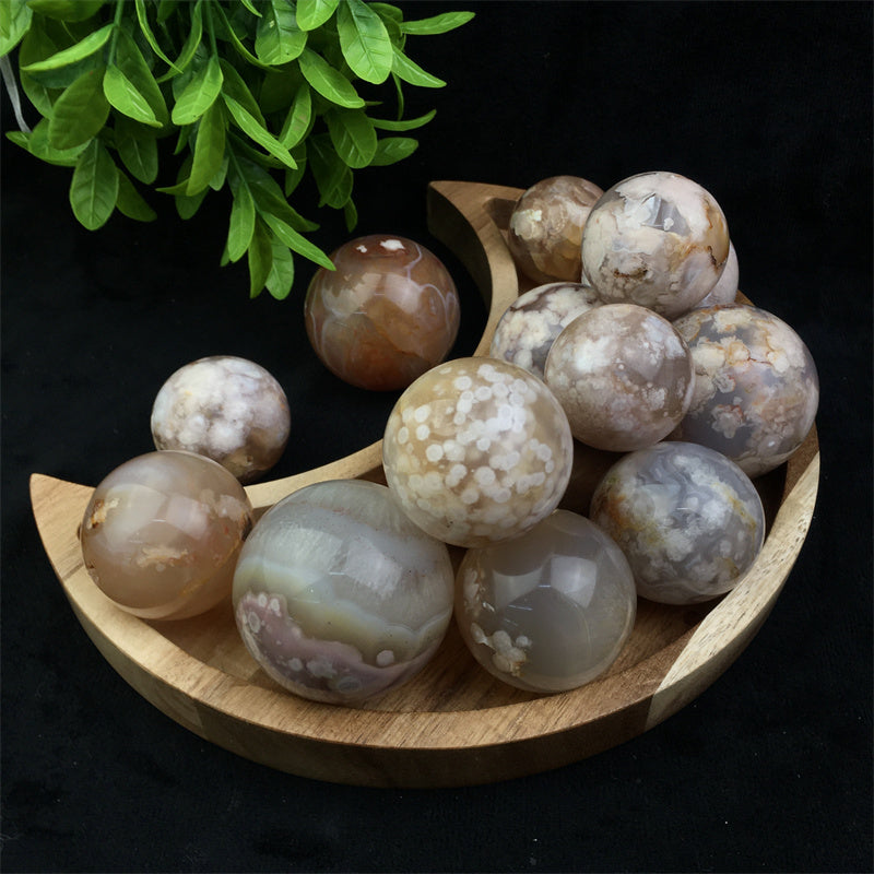 Natural Elegent Sakura Agate Sphere Polished Healing Crystal Ball Water Agate Reiki Cherry Blossom agate 1kg